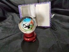 Reverse Painted Panda Scene Good Condition 6cm + Box