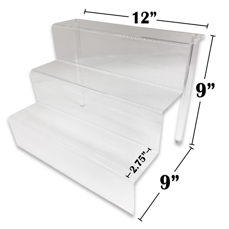 888 Display Three-Tier Acrylic Step Display Ultra Clear and Versatile ...