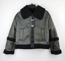 NEW Frye Aviator Water Resistant Faux Leather Faux Shearling Outdoor Jacket Coat