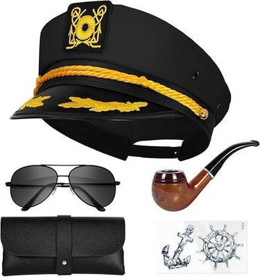 Dodowin Captain Sailor Hats for Women Men, Adjustable Boat Yacht Rock Costumes