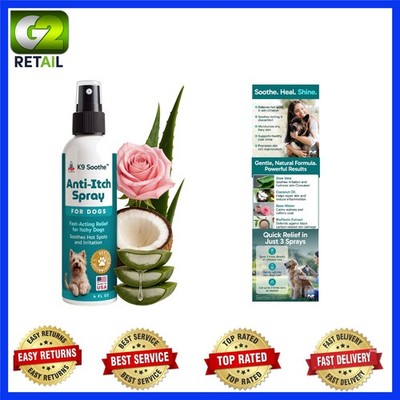K9 Soothe anti Itch Spray for Dogs with Aloe, Rose, & Coconut, Natural Hot Spot