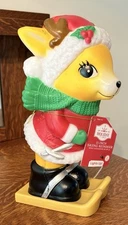Skiing Reindeer Blow Mold 11" Tabletop Light Up Holiday Time Indoor Christmas