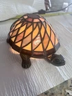 VTG Tiffany Style Turtle Tortoise Stained Glass Table Night Light Lamp Works!