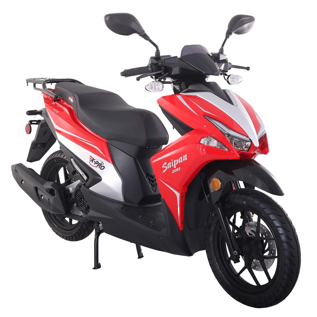 X-PRO Saipan 200 EFI Moped Gas Scooter with 14" Wheels LED Lights Electric Start