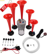 Dixieland Musical Air Horn 5 Trumpet Multi Tone Truck Horn Kit W Compressor - Us