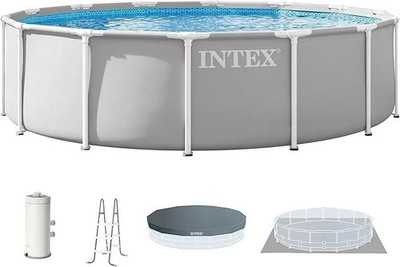 INTEX Prism Frame 14ft x 42in Above Ground Pool Set Round Swimming Pool 26719EP