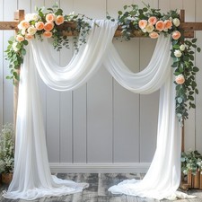 Wedding Arch Draping Fabric,1 Panel 18FT White Drapes Chiffon Fabric Drapery Dec