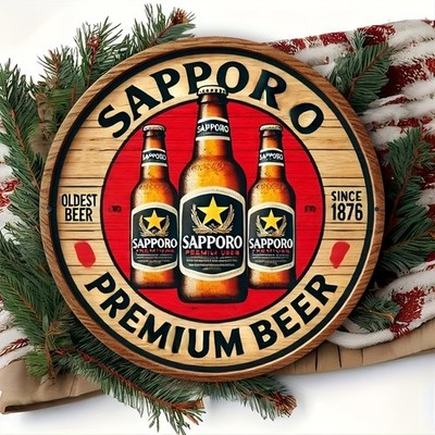 Sapporo Premium Beer Farmhouse Aluminum Plaque Tin Metal Signs Home Décor 8x8 