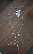 NWT CHICO'S CONVERTIBLE CHAIN NECKLACE WITH MULTI CHARMS GOLD TONE NICKEL FREE