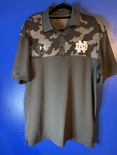 Under Armour Notre Dame Fighting Irish Camo Men  s Polo Loose Heat Gear Size M