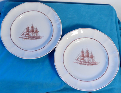 2 x Wedgwood Flying Cloud 9'' Mittagessen/Salatteller - rot - Georgetown Kollektion