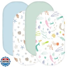 Little Grape Land Baby Bassinet Sheet Sets, 4 Pack Universal Fitted Bassinet