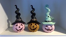 Jack-O-Lantern with a Witch Hat Light Up Halloween Figurine
