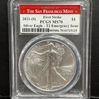 2021-(S) Type 2 American Silver Eagle PCGS MS70 First Strike - Emergency Issue