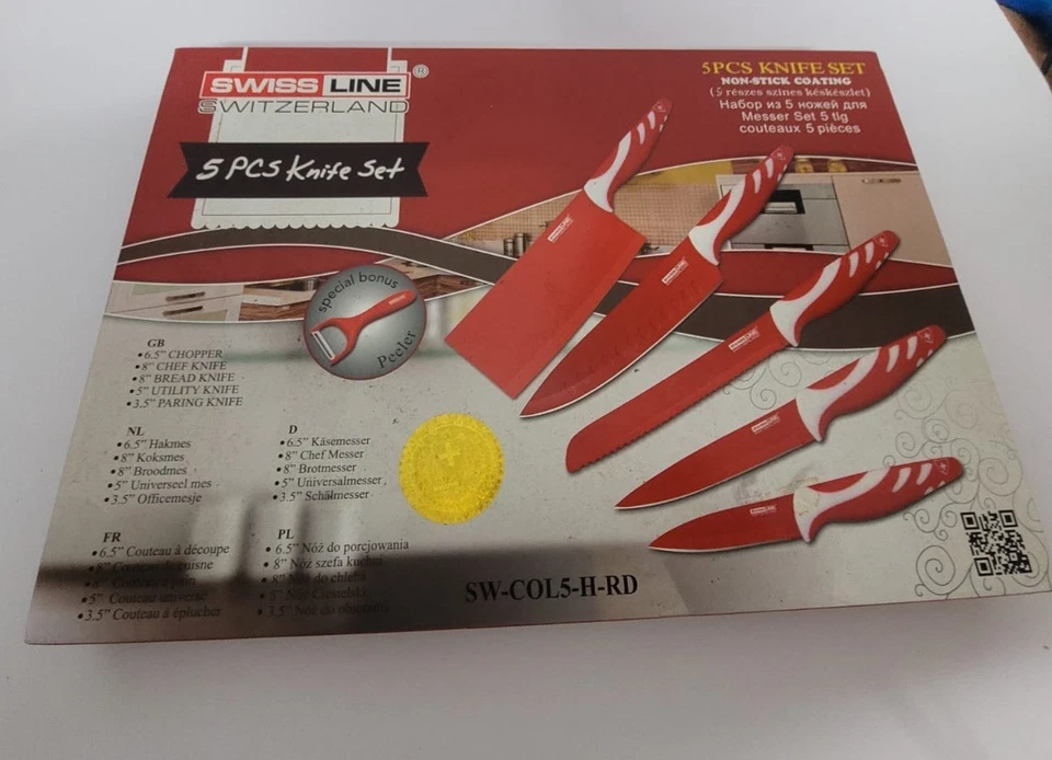 5-teiliges Messerset ☆ Swiss Line Switzerland ☆ Antihaftbeschichtung  ☆ Neu  - Bild 2 von 3