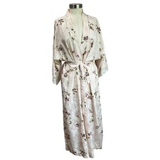 Vintage California Dynasty Romantic Light Pink Floral NightGown Robe Size Large