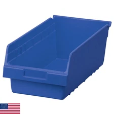 Akro-Mils 30088 ShelfMax Plastic Nesting Shelf Bin Box 18x8x6 Blue 8-Pack