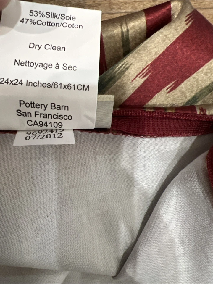 "Un par de fundas de almohada de algodón de seda Pottery Barn óxido lumbar 24 x 24""" Foto 4 de 4