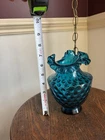 Vintage Fenton Jamestown Blue Thumbnail Hobnail Coin Dot Rare Ruffled