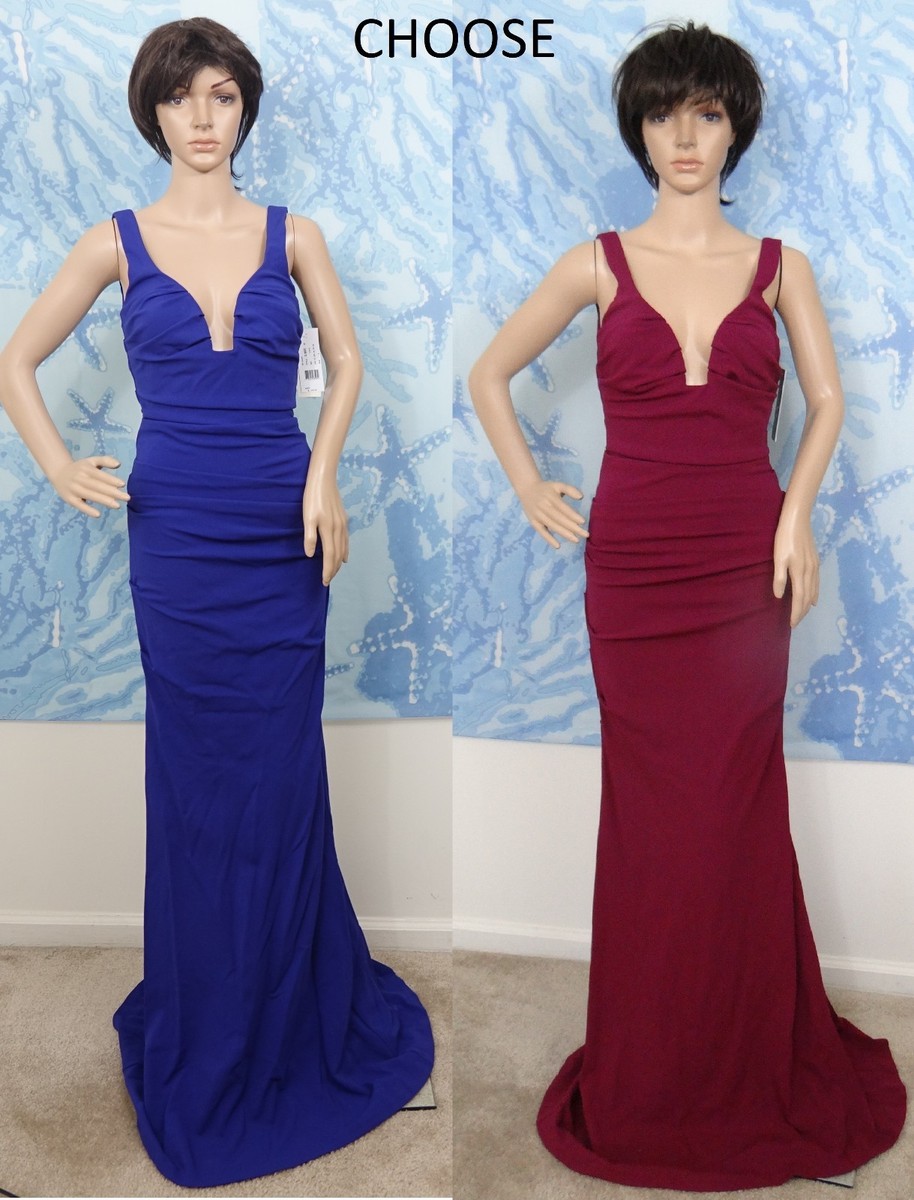 Nicole Miller Plunge Structured gathered berry or royal
