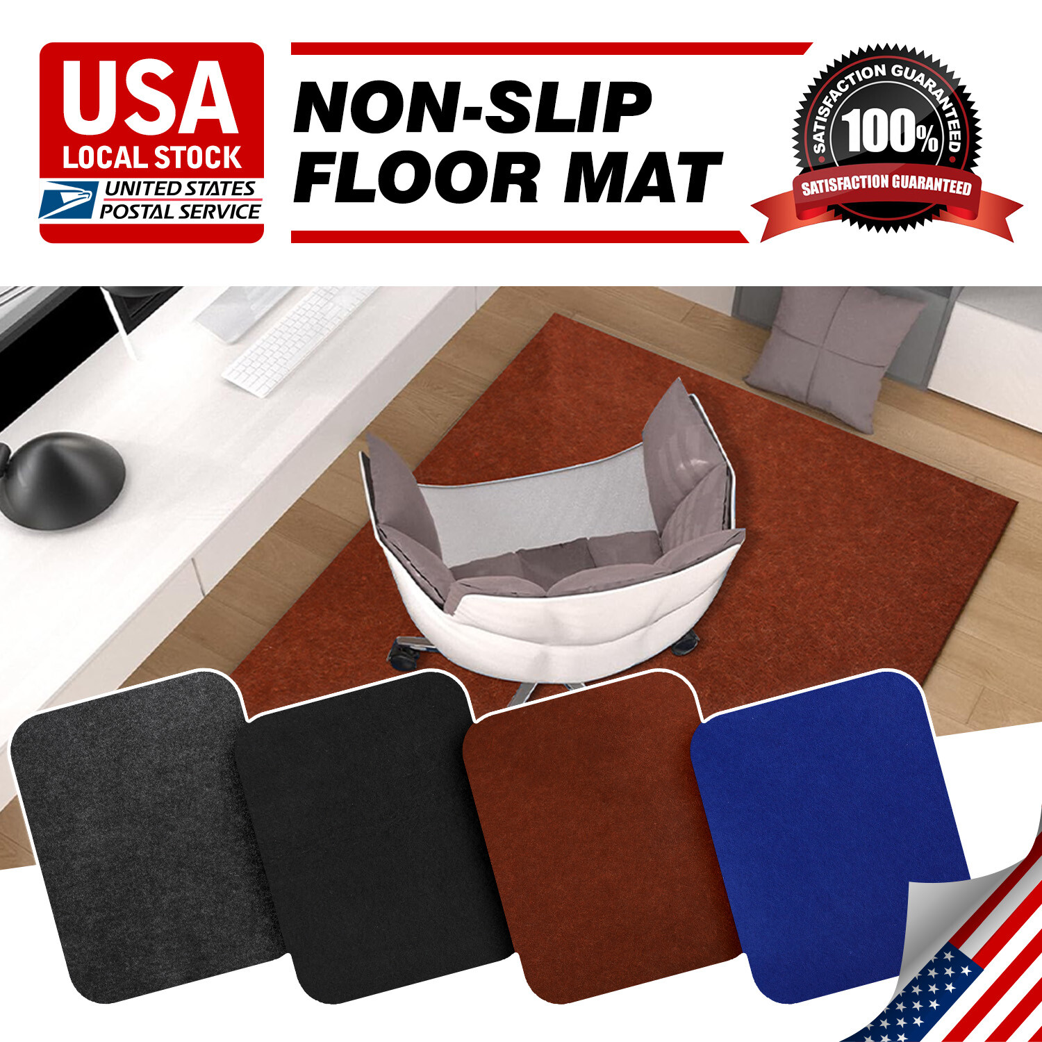 Office Chair Mat for Hardwood Tile Floor - Computer Gaming Mat US Stock Fast Shipping-image