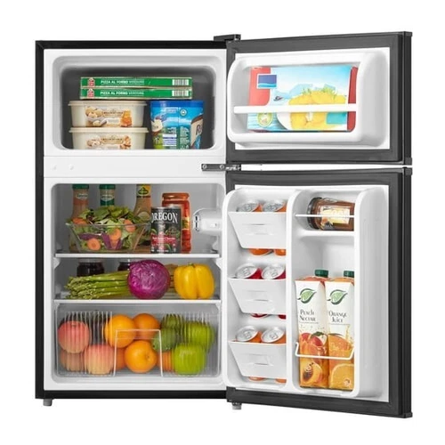 Black 3.2 Cu ft Two Door Compact Mini Fridge with Freezer - Picture 3 of 17