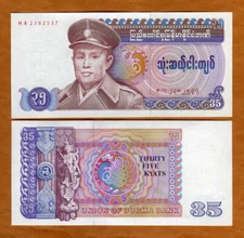 Myanmar / Burma, 35 Kyat ND (1986), P-63, UNC General San
