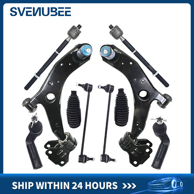 Front Lower Control Arm w/ Ball Joint Tie Rods Sway Bars for 2010 - 2013 Mazda 3