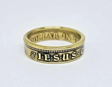 "Sealed" JESUS CHRIST COIN RING HAND MADE FROM RELIGIOUS TOKEN SIZE 4-13