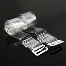 2 Pair Clear Invisible Bra Straps Adjustable Detachable Transparent Metal Hook