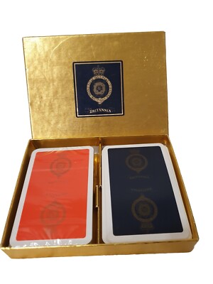 Vintage Spielkarten Goldbox Bretagne Spielkarten schwarz & rot Zweierpack-Set