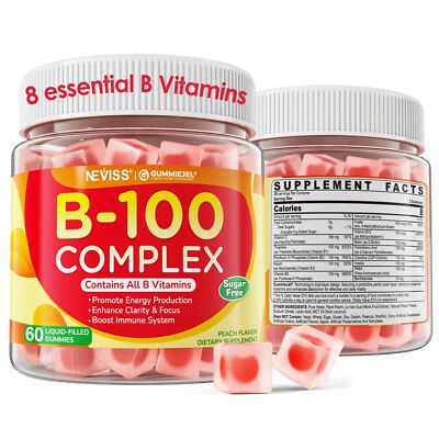 Super Vitamin B Complex Gummies - All B Vitamins Including Methyl B12 B1 B2 B...