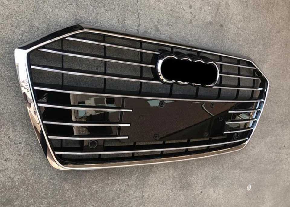 Para Audi A6 S6 C8 2019-23 estilo deportivo tira cromada negra parachoques delantero rejilla Foto 2 de 3