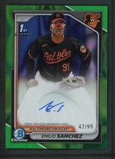 2024 EMILIO SANCHEZ 47/99 AUTO TOPPS CHROME 1ST BOWMAN LAVA GREEN AUTOGRAPHS