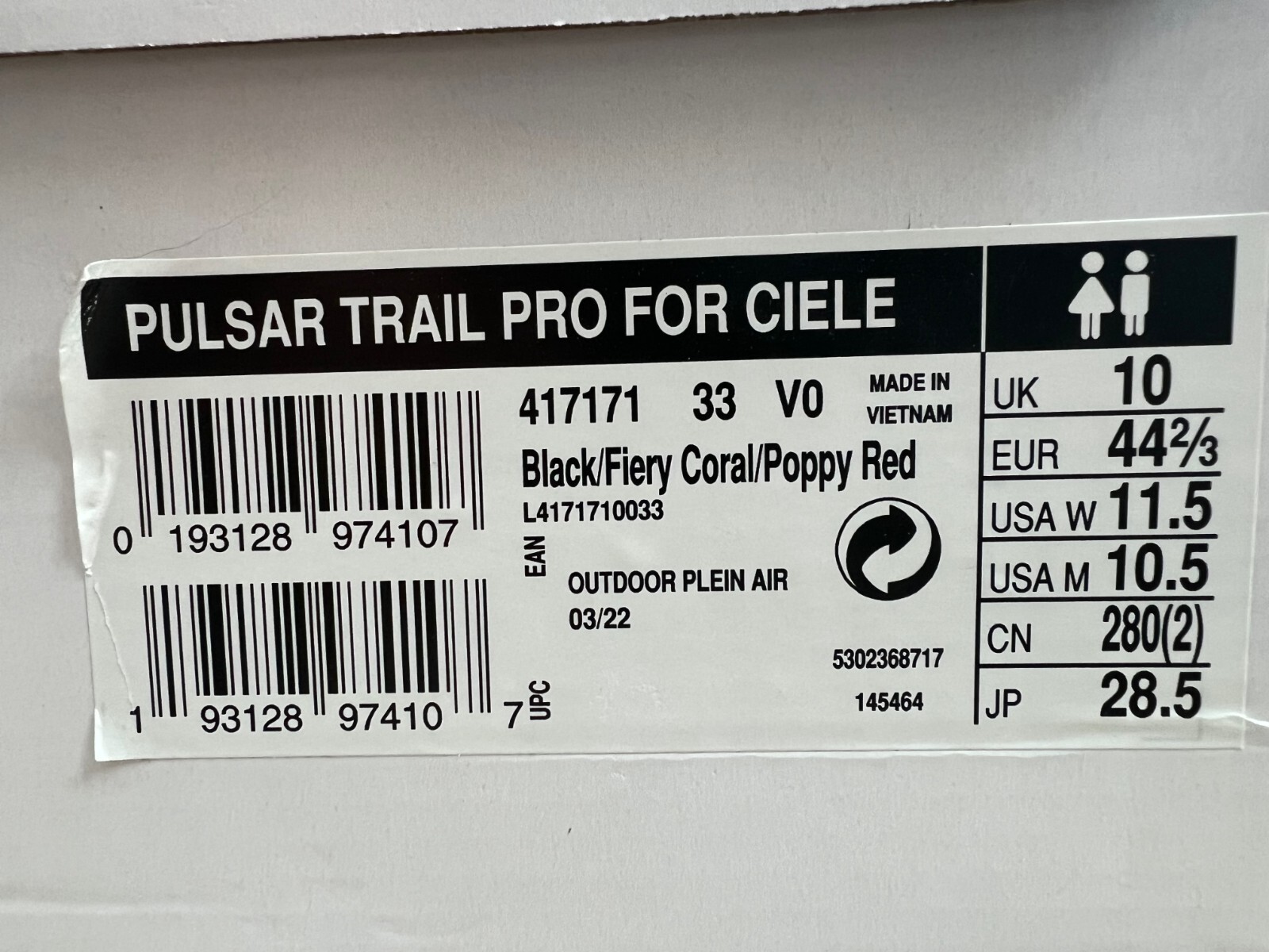 Scarpe da trail running Salomon Pulsar Trail Pro per Ciele Uomo taglia US 10 5