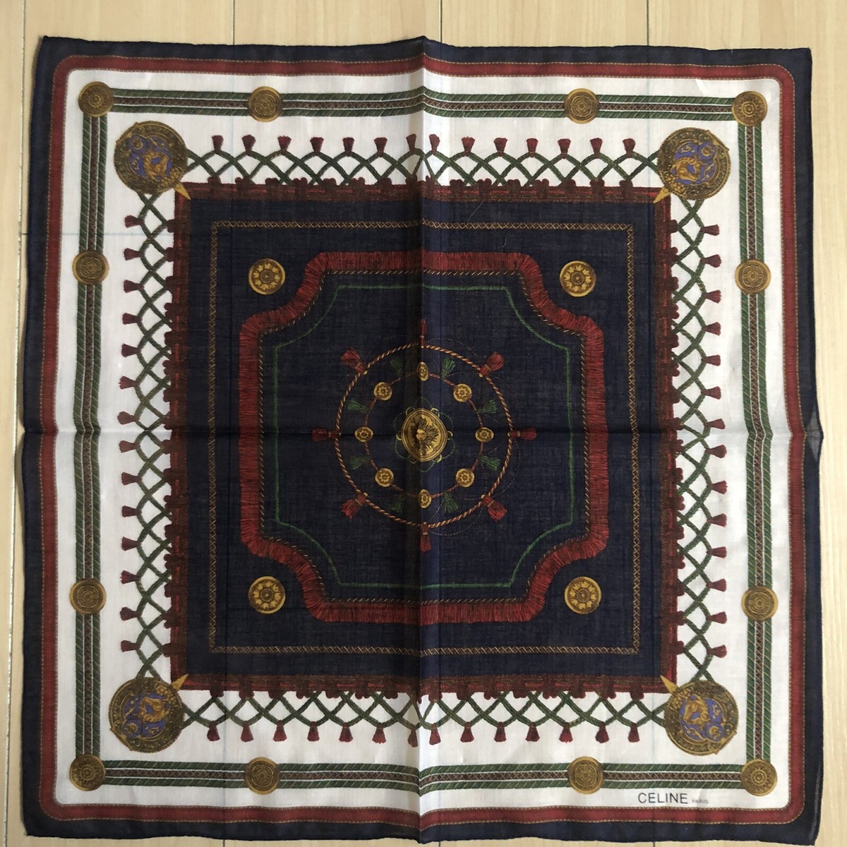 スカーフ CELINE BANDANA IN COTTON Celine Cotton Bandana Scarf – Triomphe Print – Rarr.vintage