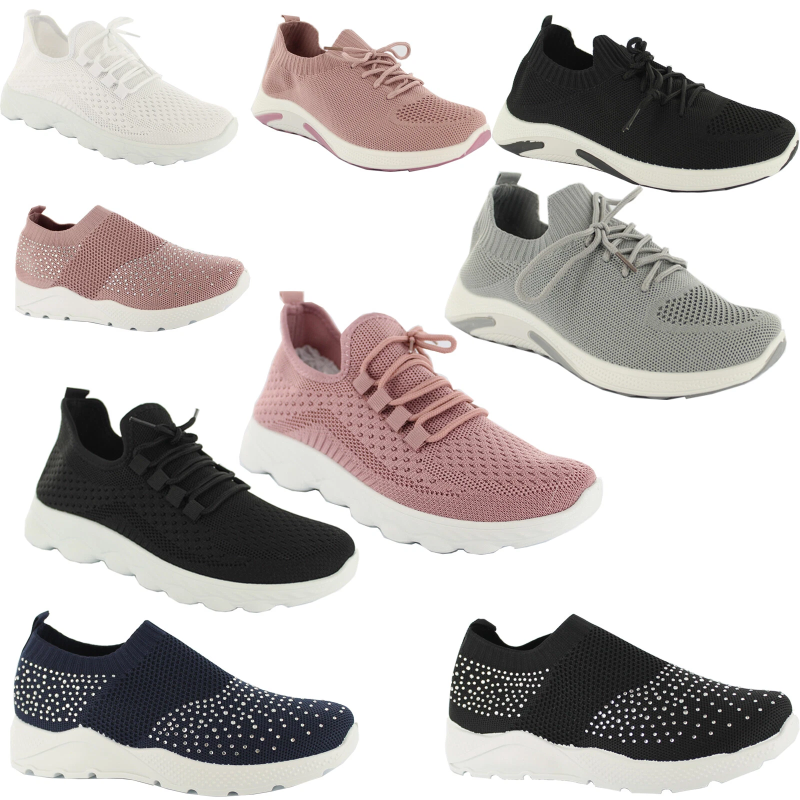 WOMENS SOCK KNIT TRAINERS LADIES LIGHTWEIGHT SPORTS COMFY SHOES RUNNING SNEAKERS