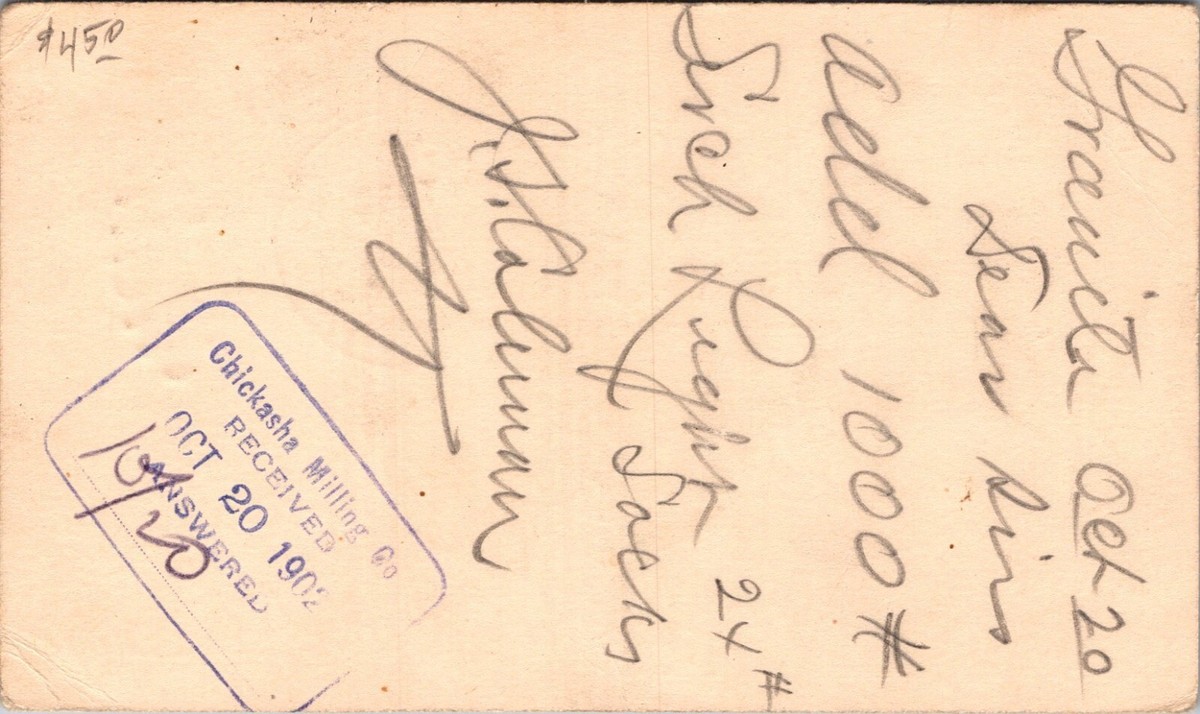 1902 Chikasha & Mangum RPO Card - Chickasha Milling Co - J13100 | eBay