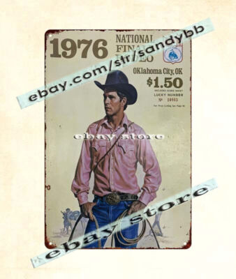 1976 rodeo NFR Pro Rodeo Oklahoma City metal tin sign design your bedroom