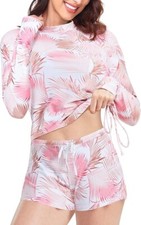Uniquebella Women's Rash Guard Top and Short Swimsuit Swimming Costume Large