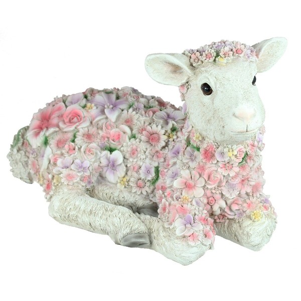 "Deko Schaf \"Florence\" Lamm Figur Liegend Gartenfigur Schaf Figur Blumenschaf"-image