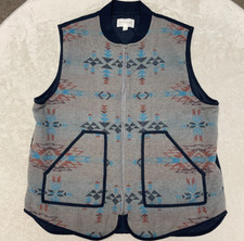 Sun And Stone Aztec Pattern Blue Gray Vest Mens Size Xxl Euc