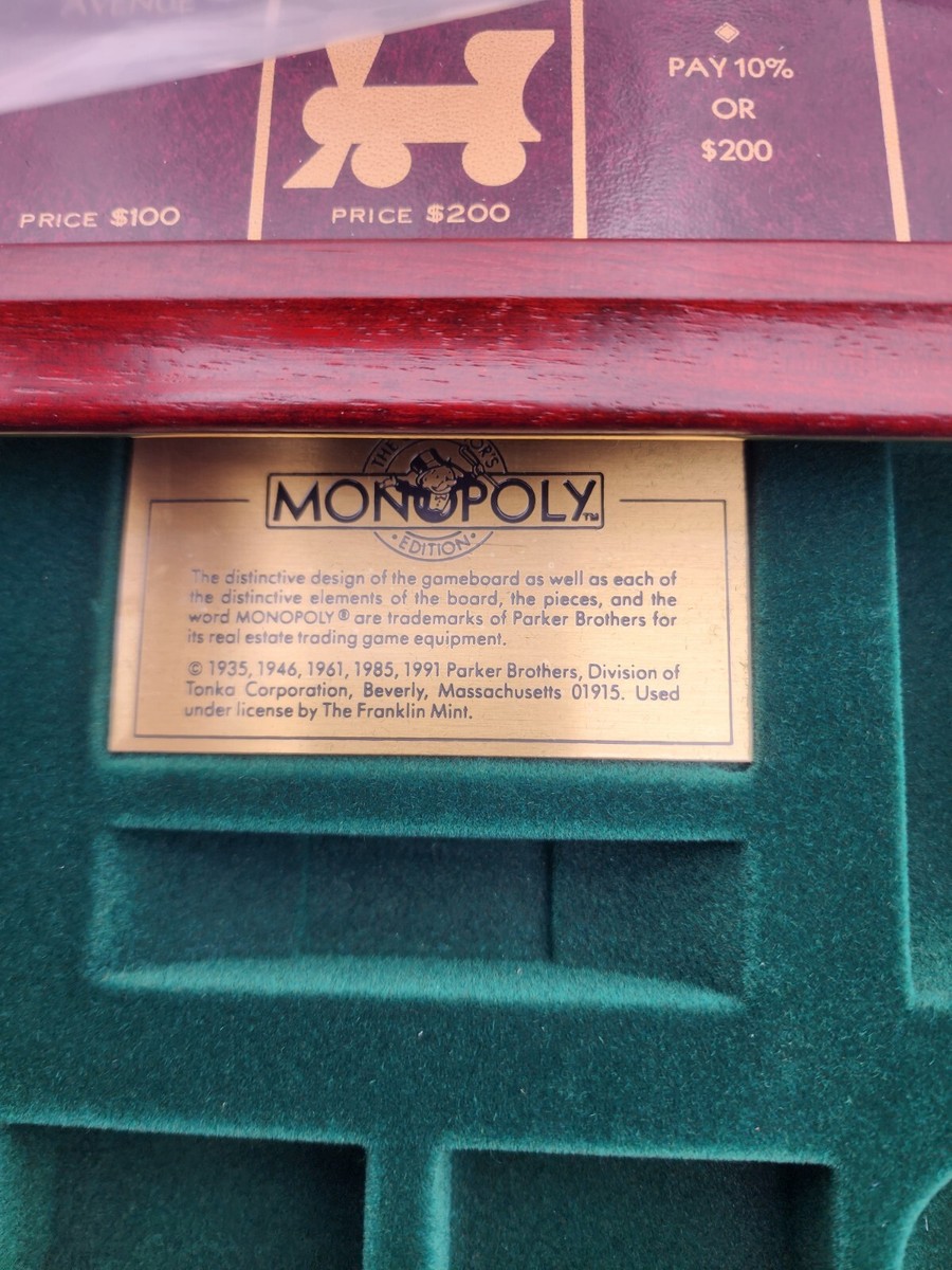 New Vintage Rare Franklin Mint Monopoly Board Game Collector's