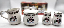 GEI Design Christmas Snowman Creamer, Sugar Bowl, Salt & Pepper Shakers in box