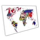 Global Flags Canvas Art: Framed World Map Wall Decor for Home & Office - Ready