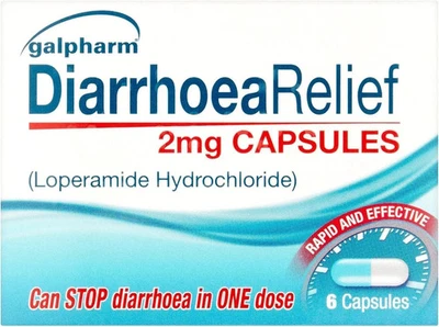 GALPHARM Diarrhoea Relief 2mg Capsules Pack of 2 Rapid Effect LOPERAMIDE 12 Tablets Total