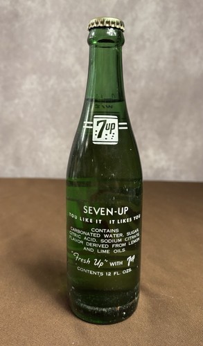 7UP Soda Pop Bottle 12oz Seven-Up “You Like It…It Likes You” 1956 Capped Full - Picture 4 of 8