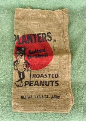 Planters 1.8 lb Salted In Shell Roasted Peanuts Empty Burlap Sack Bag