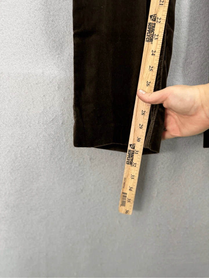 Pantalones italianos rectos de terciopelo tiro medio ETRO para mujer marrón spa Via Spartaco 3 talla Foto 3 de 4