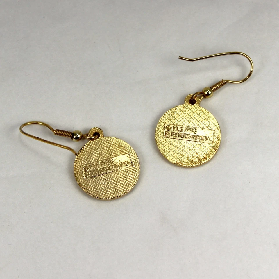 Vintage Toronto Blue Jays Earrings 1988 Peter David RARE Enameled Gold Tone - Image 4 of 4